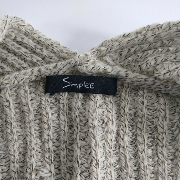 Women's Simplee Cardigan Sweater Open Front Mid Length Loose Knit Oatmeal Large - Picture 6 of 6